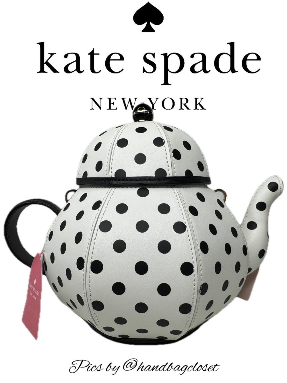 Kate Spade Polkadot Tea Party Crossbody Alice In Wonderland Teapot Novelty Bag